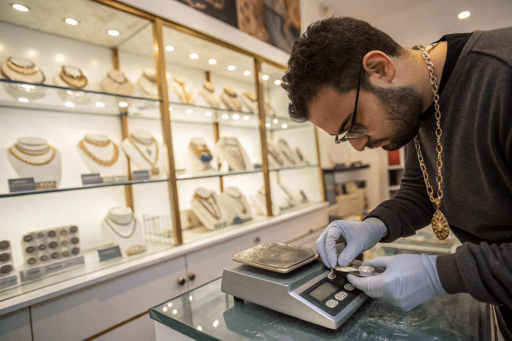 pawn-shop---testing-the-weight-and-purity-of-the-m