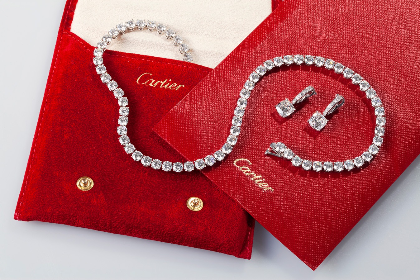 Cartier diamond necklace and earrings